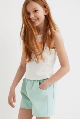 Relaxed Fit Twill High Shorts