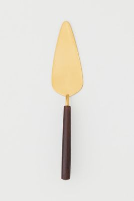 Metal and Wood Cake Server