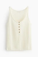 Fine-knit Button-front Tank Top