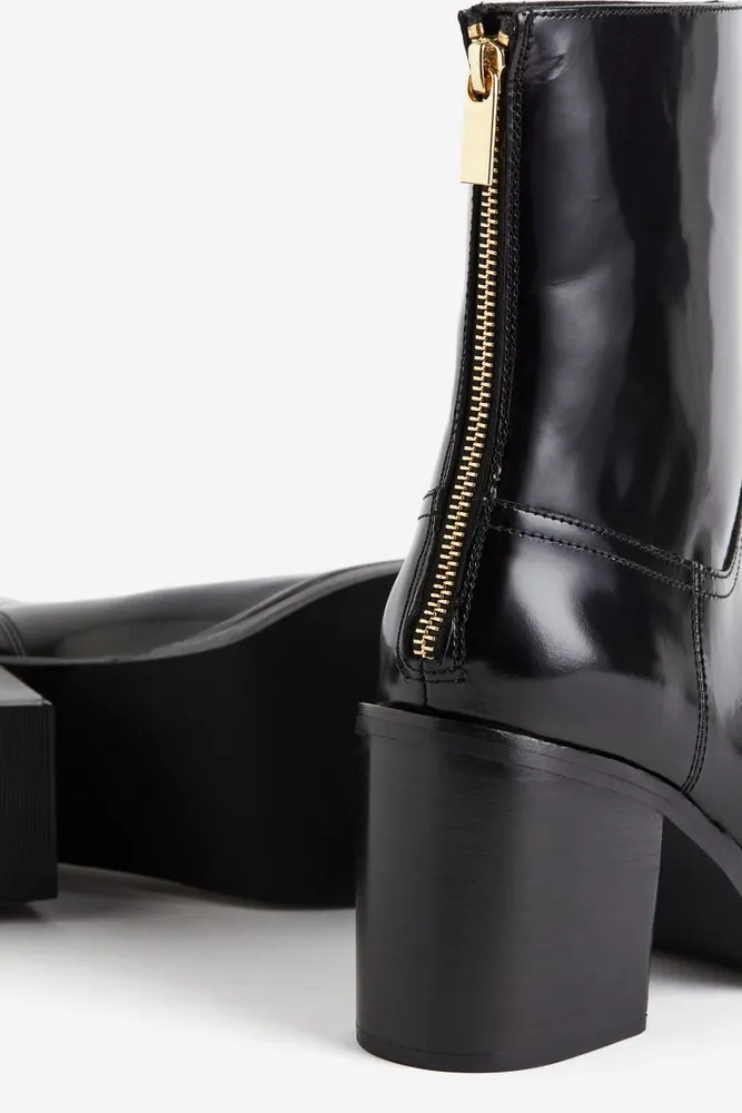 Block-heeled Leather Boots