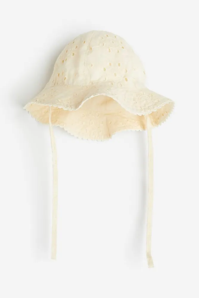 Sun Hat with Eyelet Embroidery