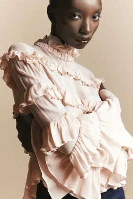 Ruffle-trimmed Chiffon Blouse