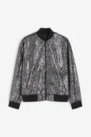 Regular Fit Sequined Bomber Jacket