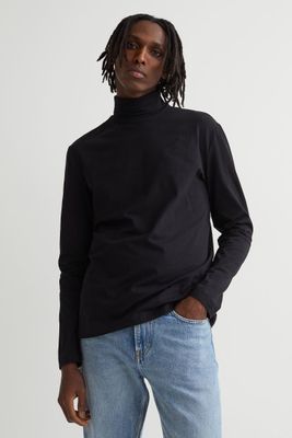 Slim Fit Cotton Turtleneck Shirt