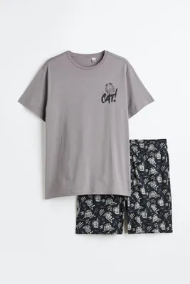 Regular Fit Pajama T-shirt and Shorts