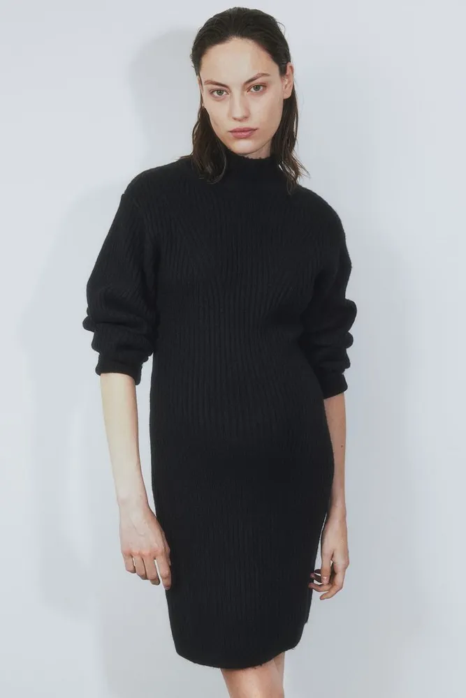H&M MAMA Rib-knit Mock Turtleneck Dress
