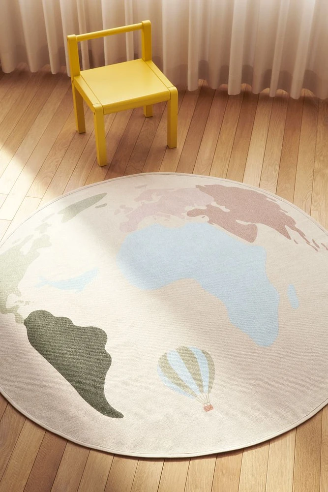 World Map Cotton Rug