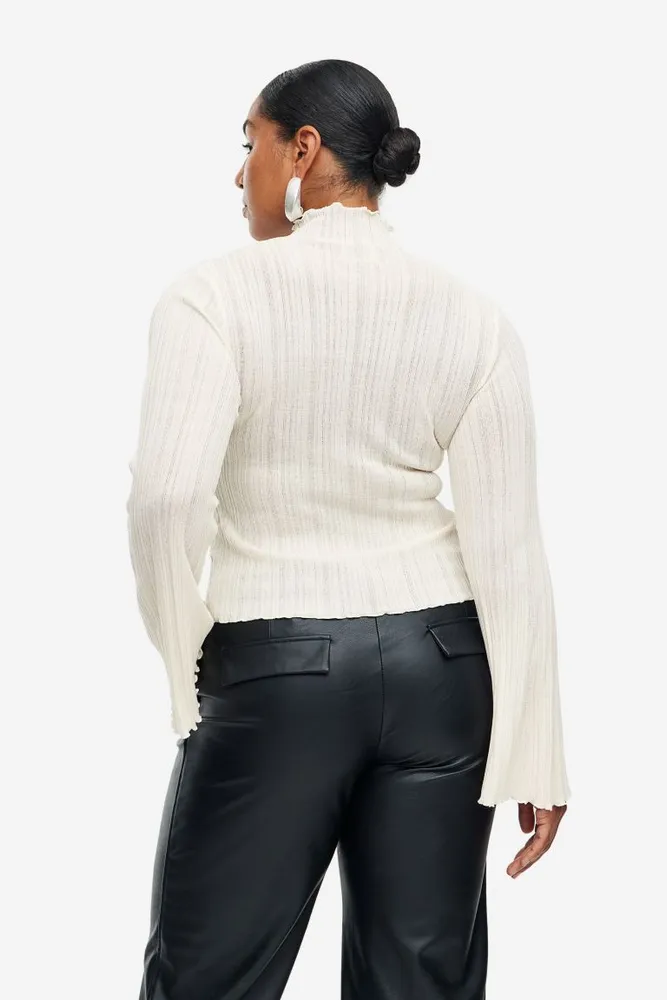 Rib-knit Mock Turtleneck Top