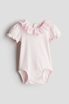 Cotton Bodysuit with Flounce Collar