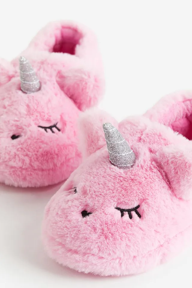 Baby - Pink Soft Appliquéd Slippers - Size: 0 - H&M