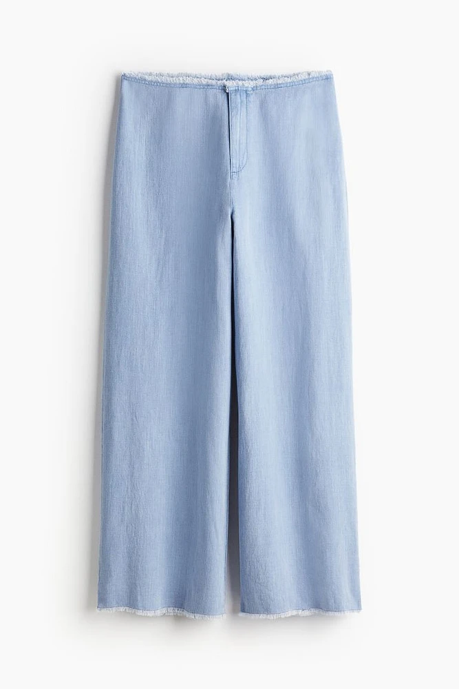 Frayed-edge Linen-blend Pants