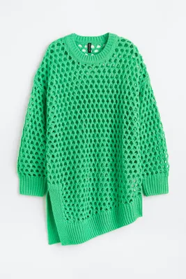 Asymmetric Hole-knit Sweater