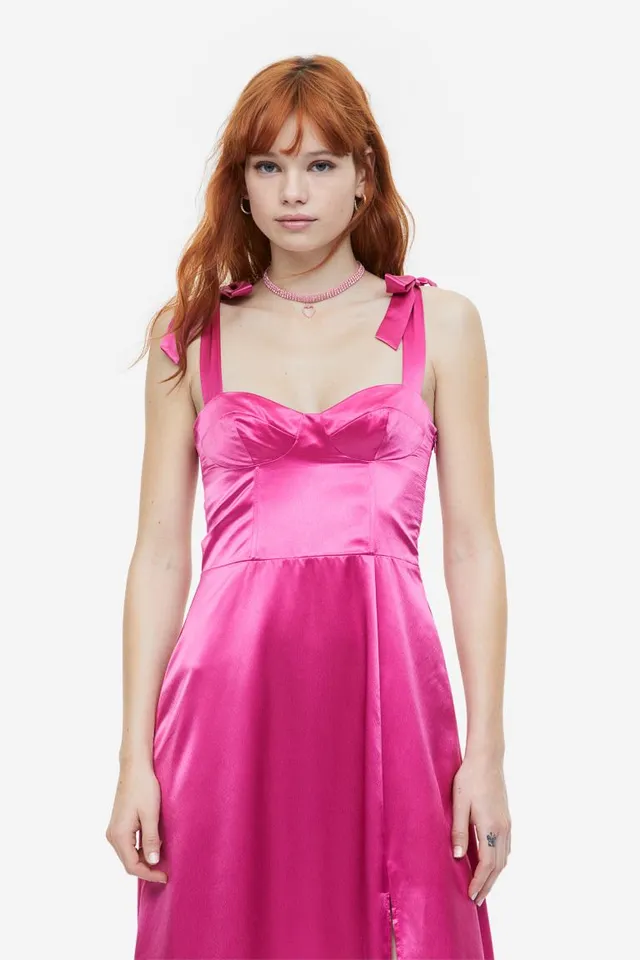 Edun Satin Ruffle Bralette Bias Dress - Rose on Garmentory
