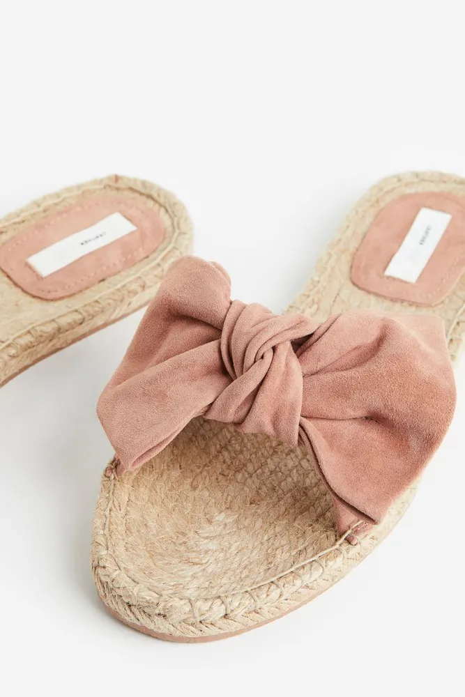 Bow-detail Suede Slides
