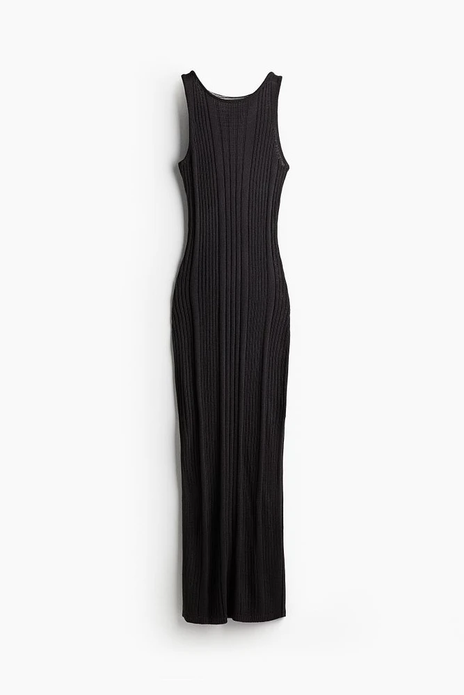 Fringe-detail Rib-knit Bodycon Dress