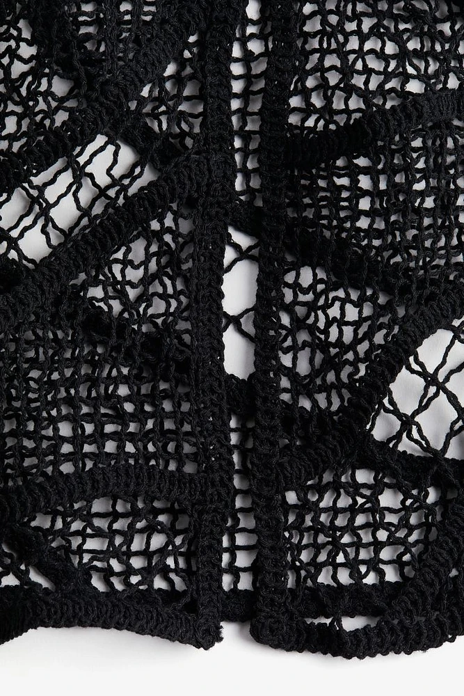 Tie-detail Crochet-look Dress