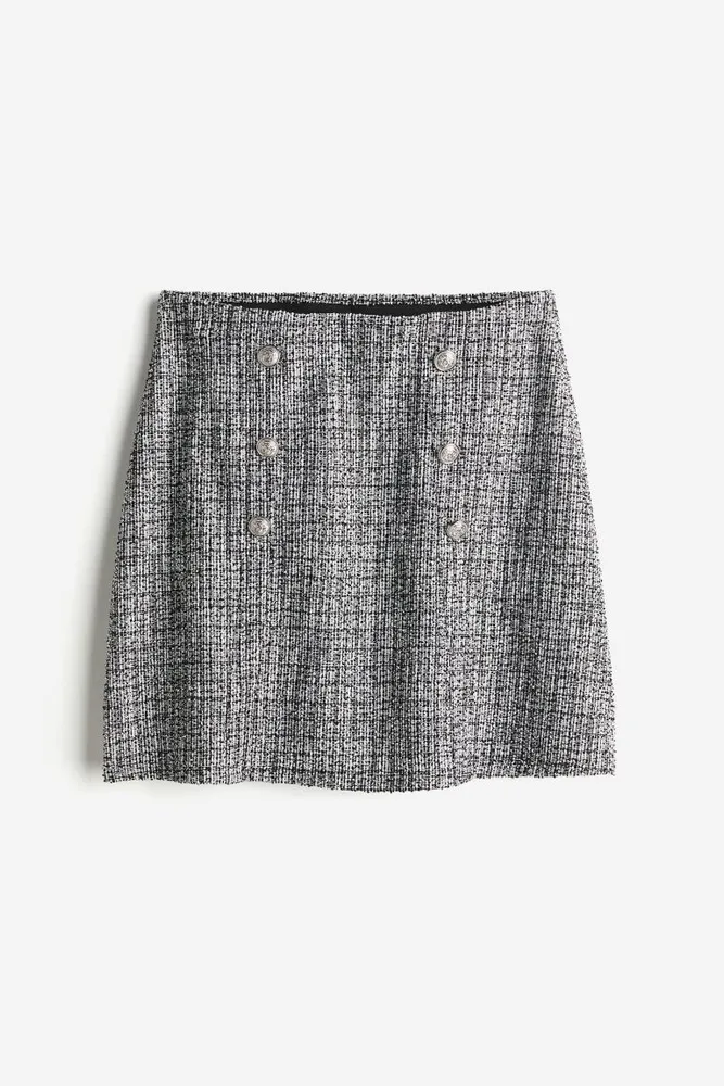 Textured Button-front Skirt