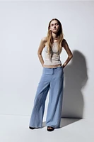 Frayed-edge Linen-blend Pants