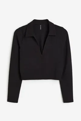 H&M+ Ribbed Top with Collar