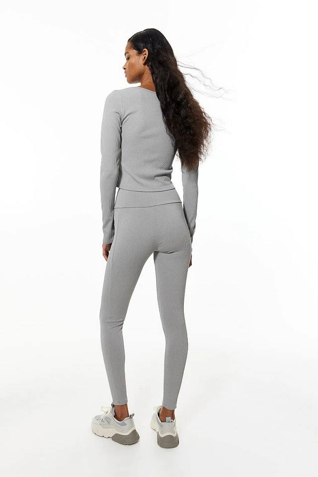 Napped seam-detail leggings