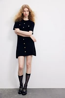 Rib-knit Button-front Dress