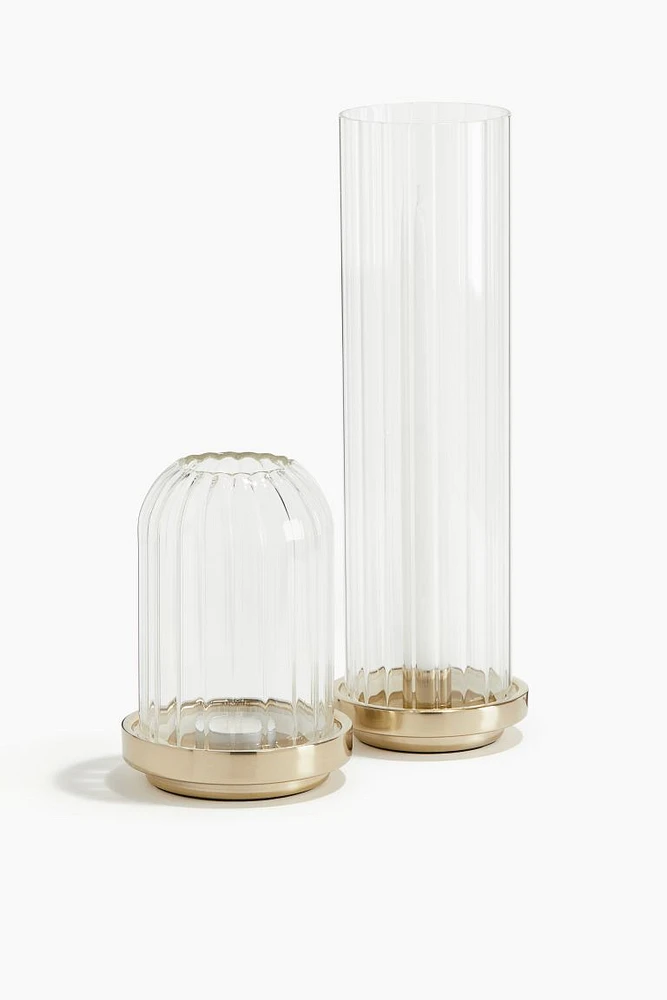 Candle Lantern in Clear Fluted Glass