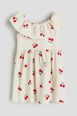 Patterned Flounce-trimmed Dress