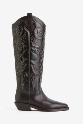 Knee-high Leather Cowboy Boots
