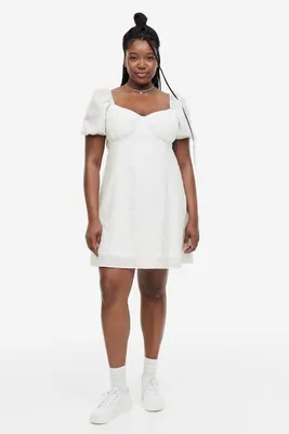 H&M+ Puff-sleeved Crêped Dress