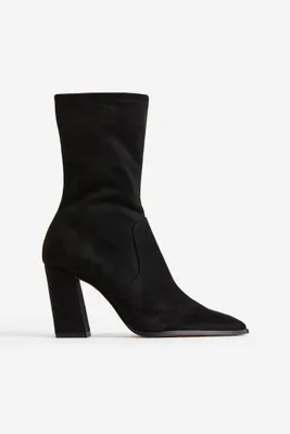 Block-heeled Sock Boots