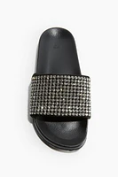 Rhinestone-embellished Pool Slide Shoes