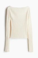 Rib-knit Boat-neck Top