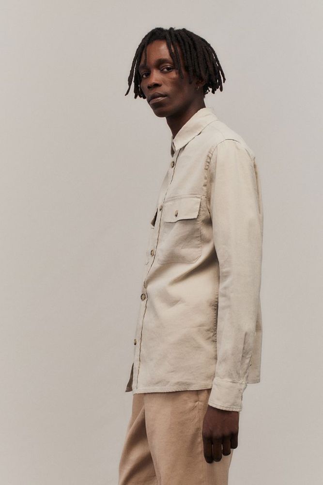 Regular Fit Linen-blend Overshirt