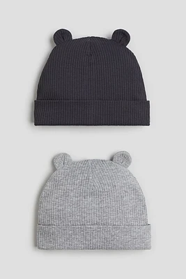 2-pack Ribbed Beanies with Ears