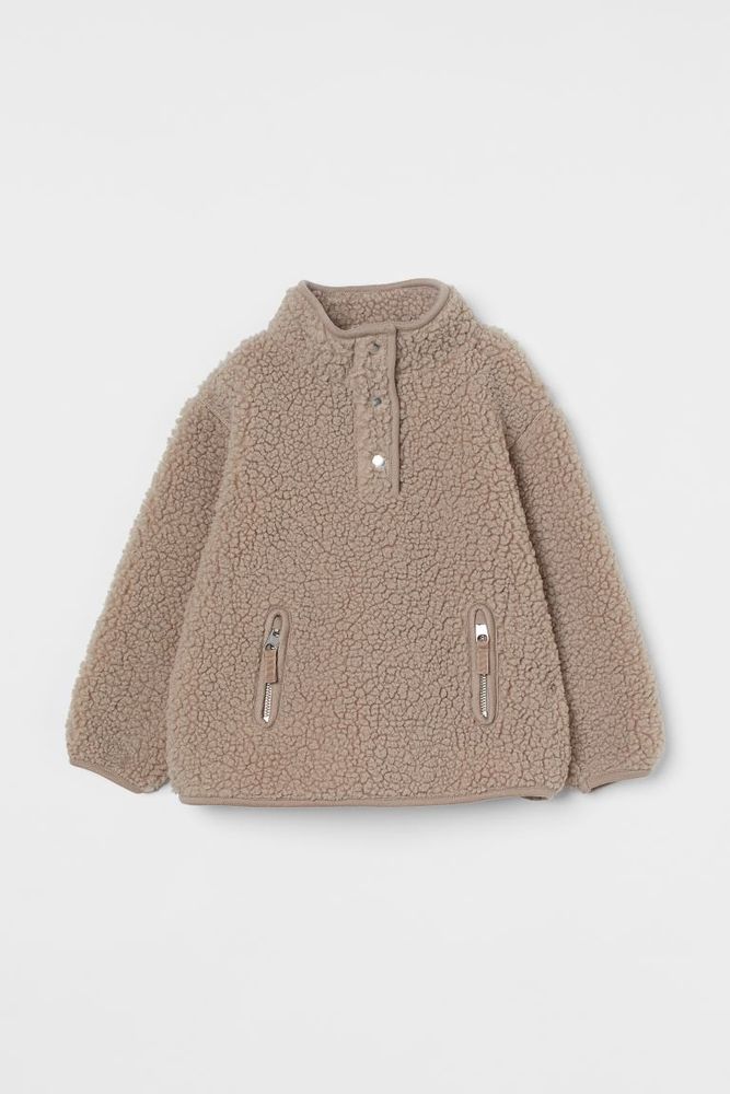 Faux Shearling Jacket with Stand-up Collar