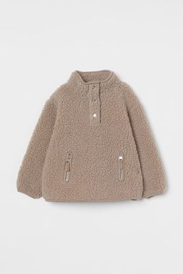 Faux Shearling Jacket with Stand-up Collar