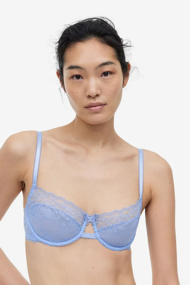 Aerie Bra Size 34A Blue Underwired Push-Up Adjustable Straps Lace