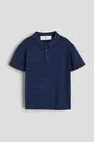 Short-sleeved Fine-knit Polo Shirt