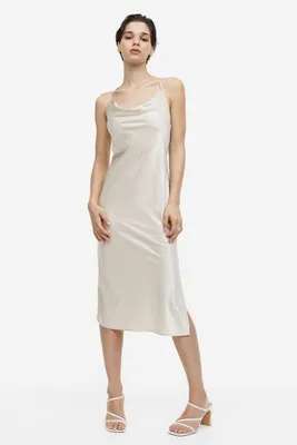 Rhinestone-embellished Satin Slip Dress