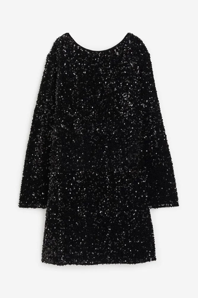 Sequined Dress with Low-cut Back