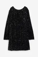 Sequined Dress with Low-cut Back