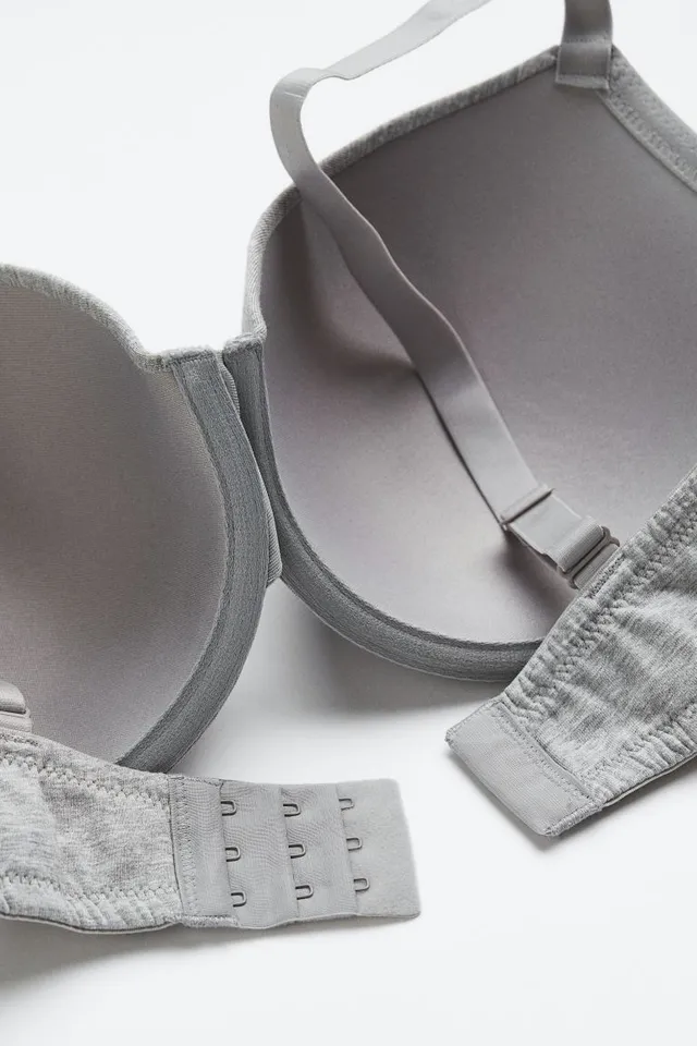 H & M 2-pack Cotton Push-up Bras in Gray