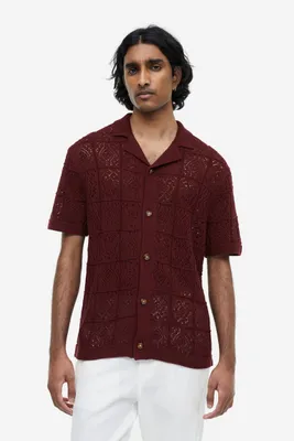 Regular Fit Crochet-look Resort Shirt