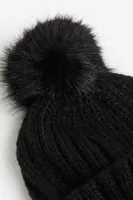 Rib-knit Pompom Hat