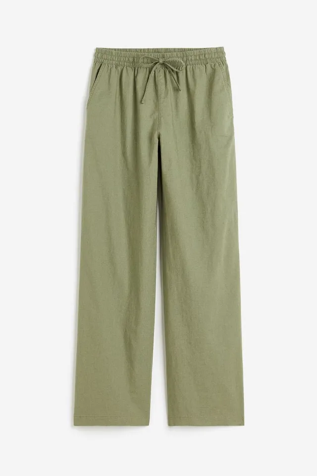 Maternity Rollover-Waist Linen-Blend Pant