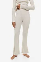 Rib-knit flared trousers