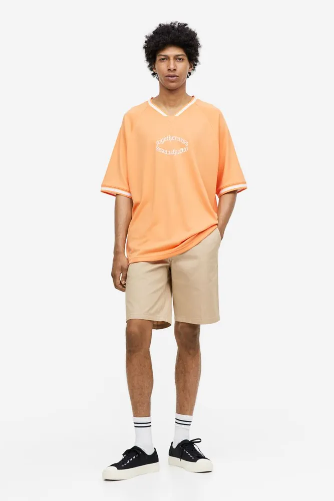H&M Oversized Fit Printed Mesh T-shirt