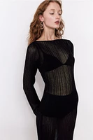 Sheer Rib-knit Bodycon Dress