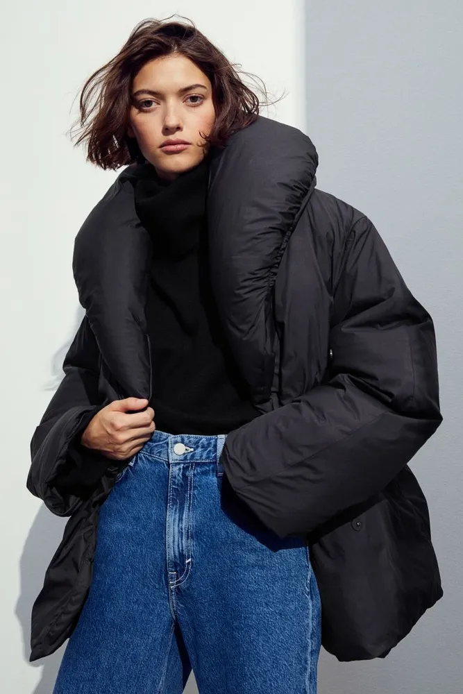 Down Jacket with Large Collar