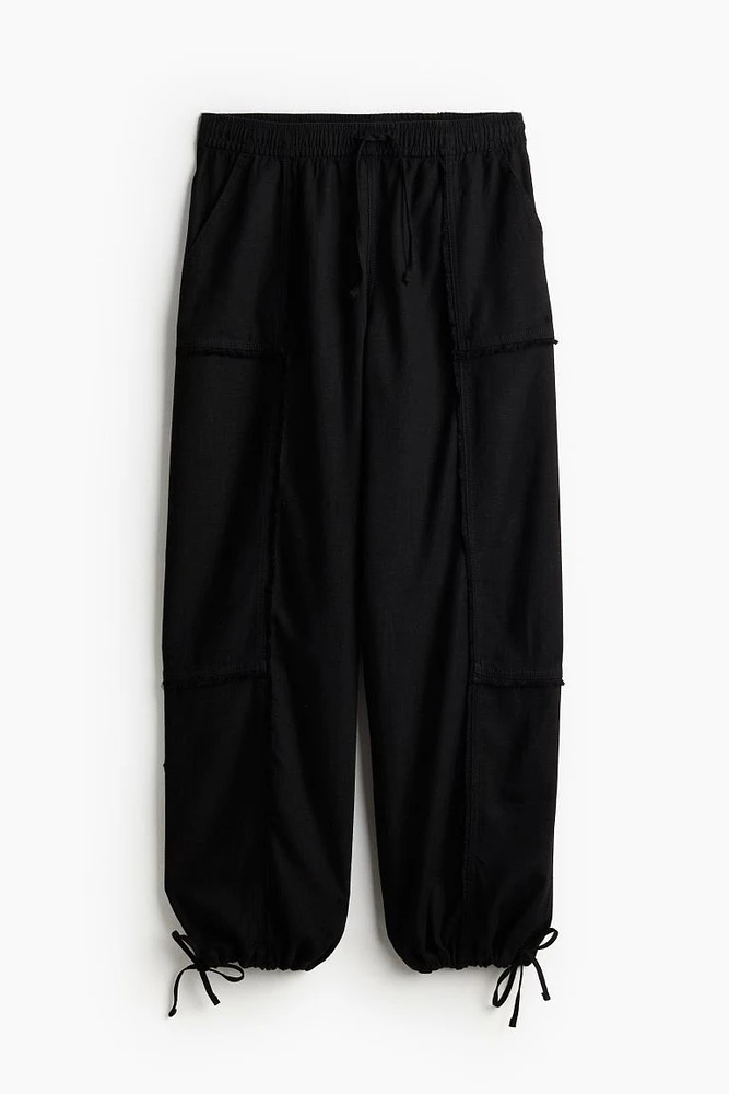 Linen-blend Parachute Pants